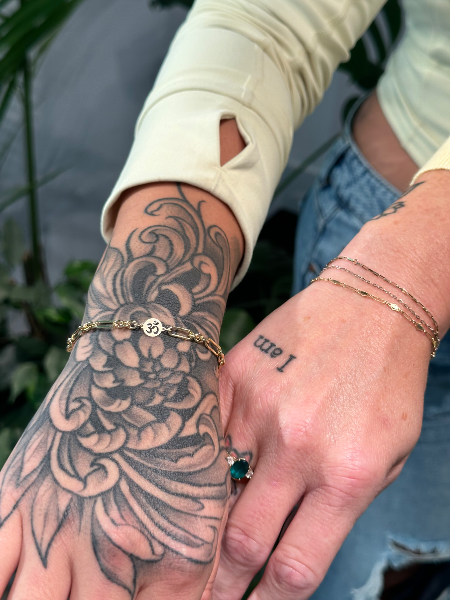 Dainty gold permanent bracelets and hand chain