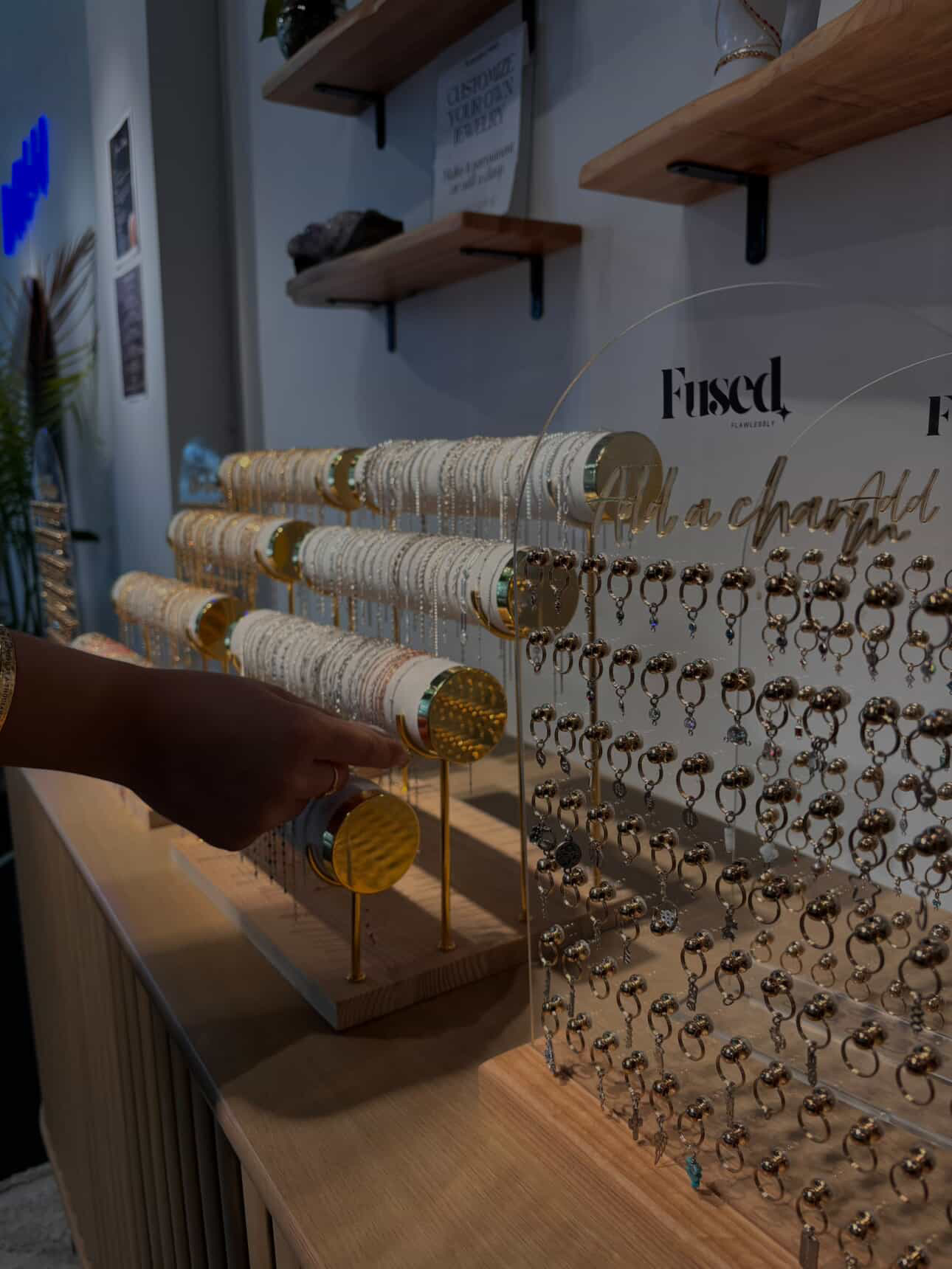 Flawlessly Fused studio chain and charm display